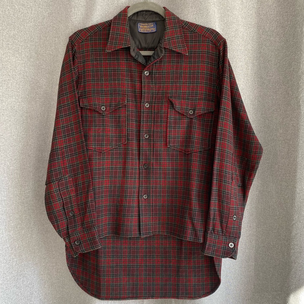 Vintage Pendleton Field Shirt Red and Gray 100% Virgin Wool 1950's-1960's
